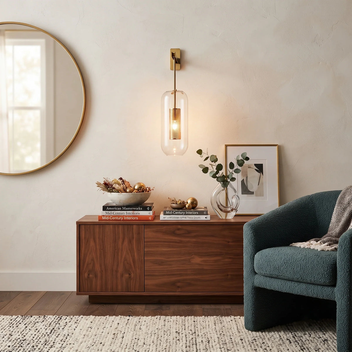 Cylindrical Wall Sconce in glass for Hallway by AUVIELIGHT