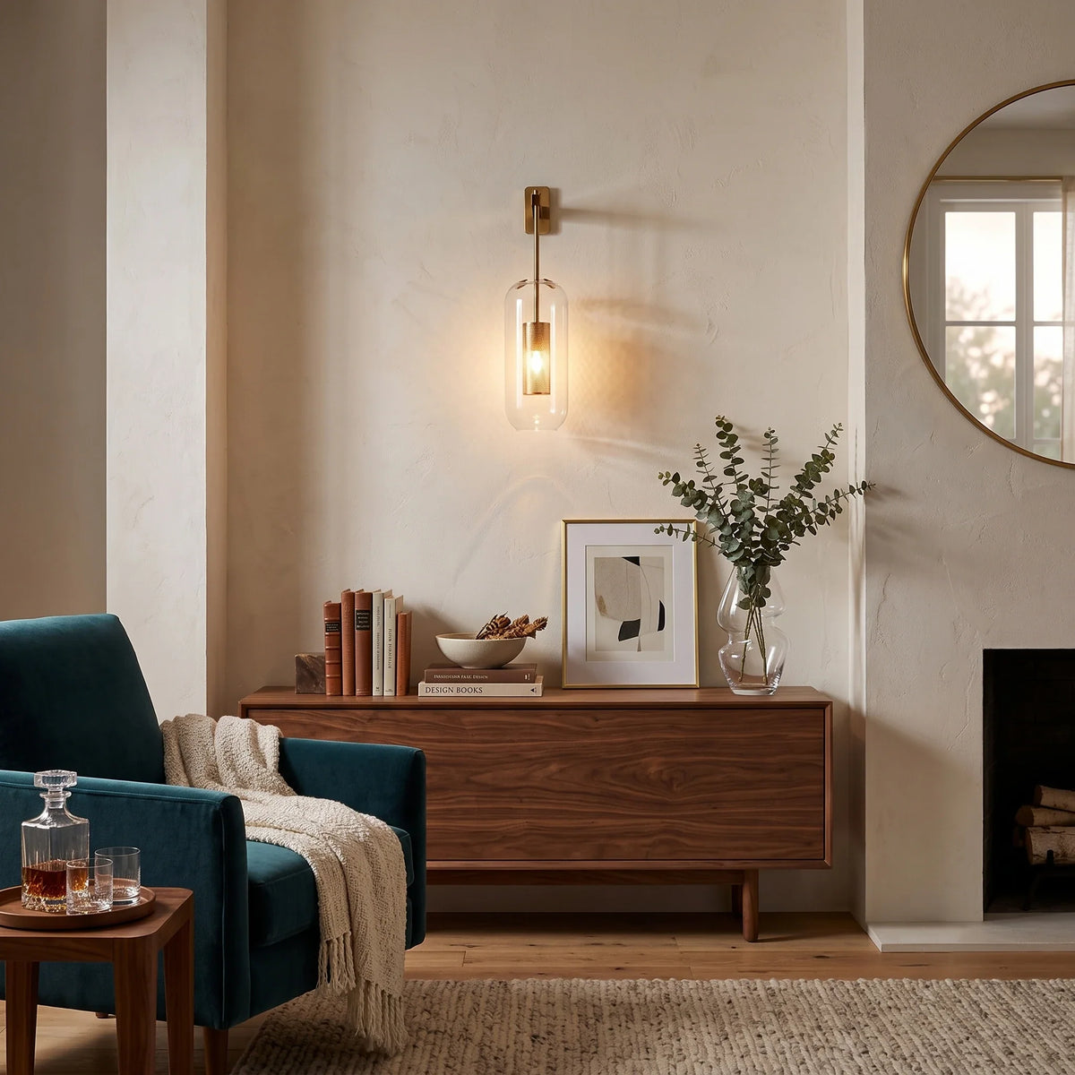 Cylindrical Wall Sconce in glass for Hallway by AUVIELIGHT