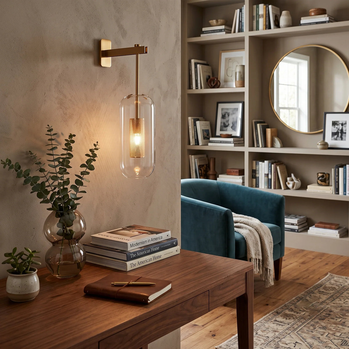 Cylindrical Wall Sconce in glass for Hallway by AUVIELIGHT