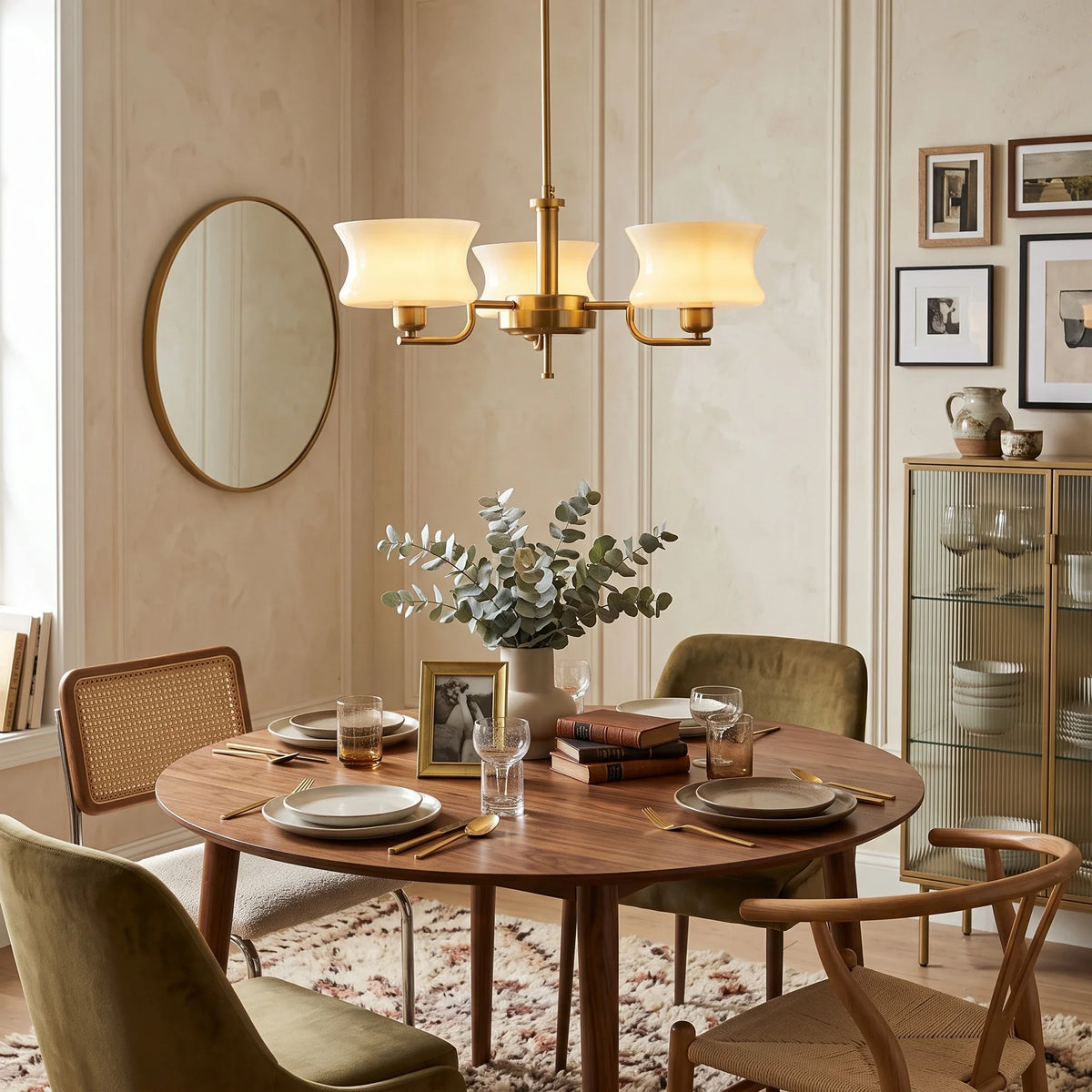 Tiered Chandelier in glass for Dining Room by AUVIELIGHT