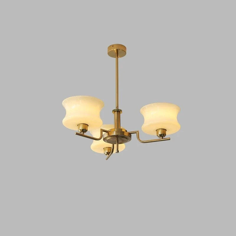 Tiered Chandelier in glass for Dining Room by AUVIELIGHT, 3 heads ∅ 21.6" x H 11"/ Dia 55cm x H 28cm / Gold & Beige