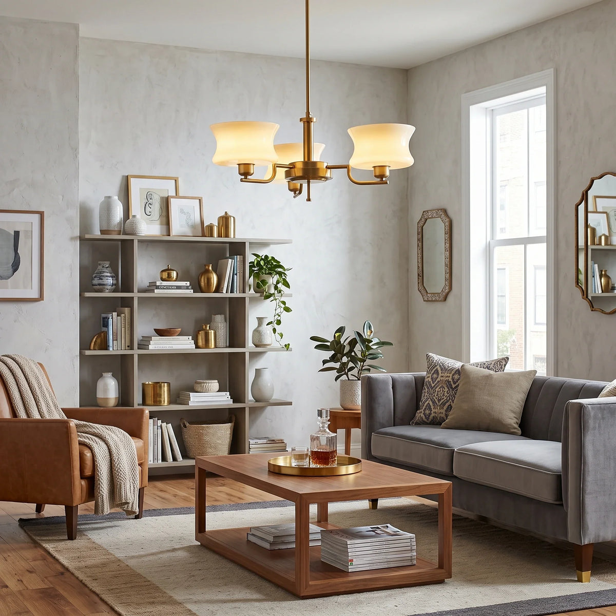 Tiered Chandelier in glass for Dining Room by AUVIELIGHT