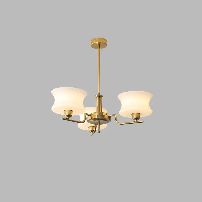 Tiered Chandelier in glass for Dining Room by AUVIELIGHT, 3 heads ∅ 21.6" x H 11"/ Dia 55cm x H 28cm / Gold & White