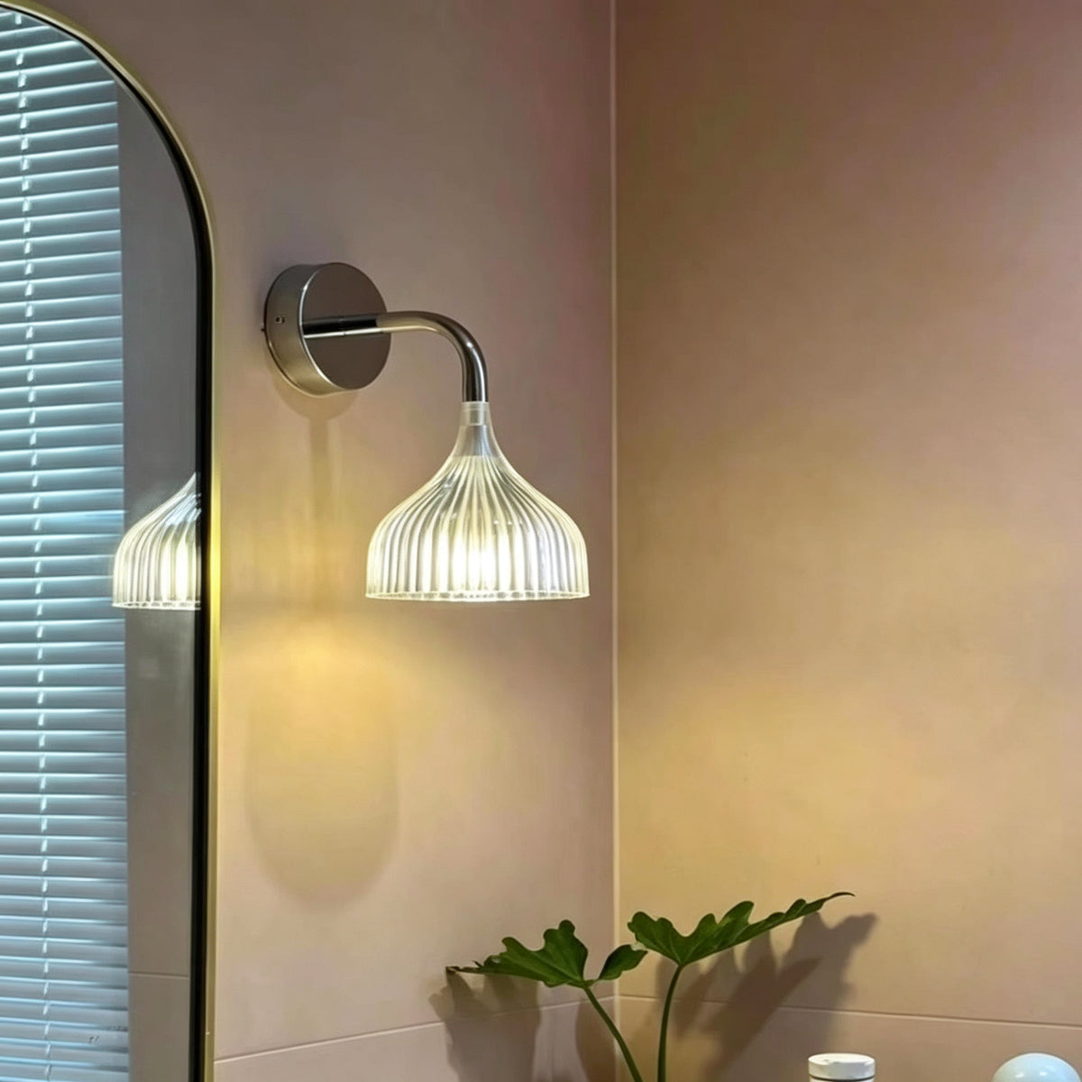 Plastic Ribbed Wall Sconce in metal for Hallway by AUVIELIGHT