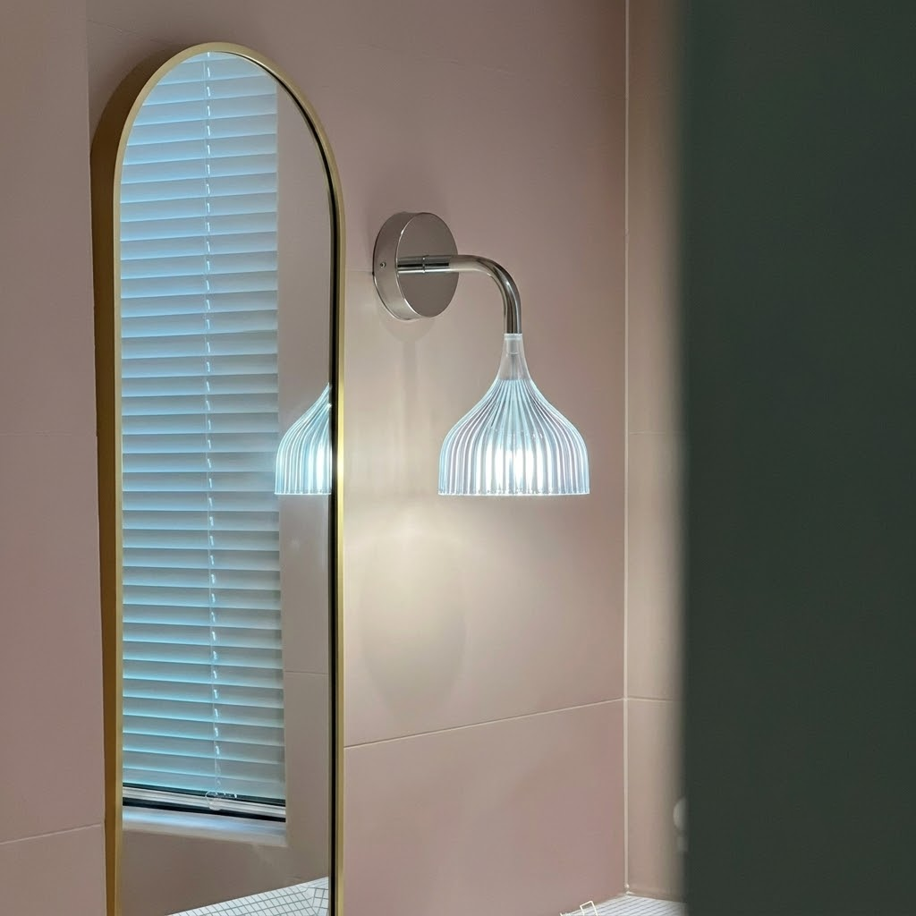 Plastic Ribbed Wall Sconce in metal for Hallway by AUVIELIGHT