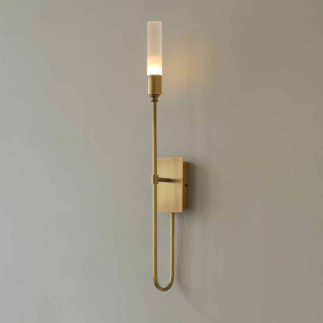 Dual Wall Sconce in acrylic for Hallway by AUVIELIGHT, ∅ 3.9" xH 23.6" / Antique Brass (brass)