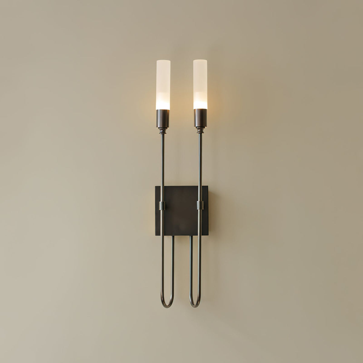 Dual Wall Sconce in acrylic for Hallway by AUVIELIGHT, ∅ 5.5"xH23.6" / Black (Iron)