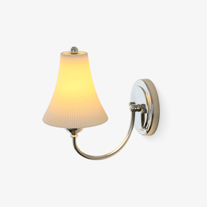 Celeste Pleated Wall Sconce for Hallway by AUVIELIGHT, ∅ 5.9"xH9.8" / Chrome & White
