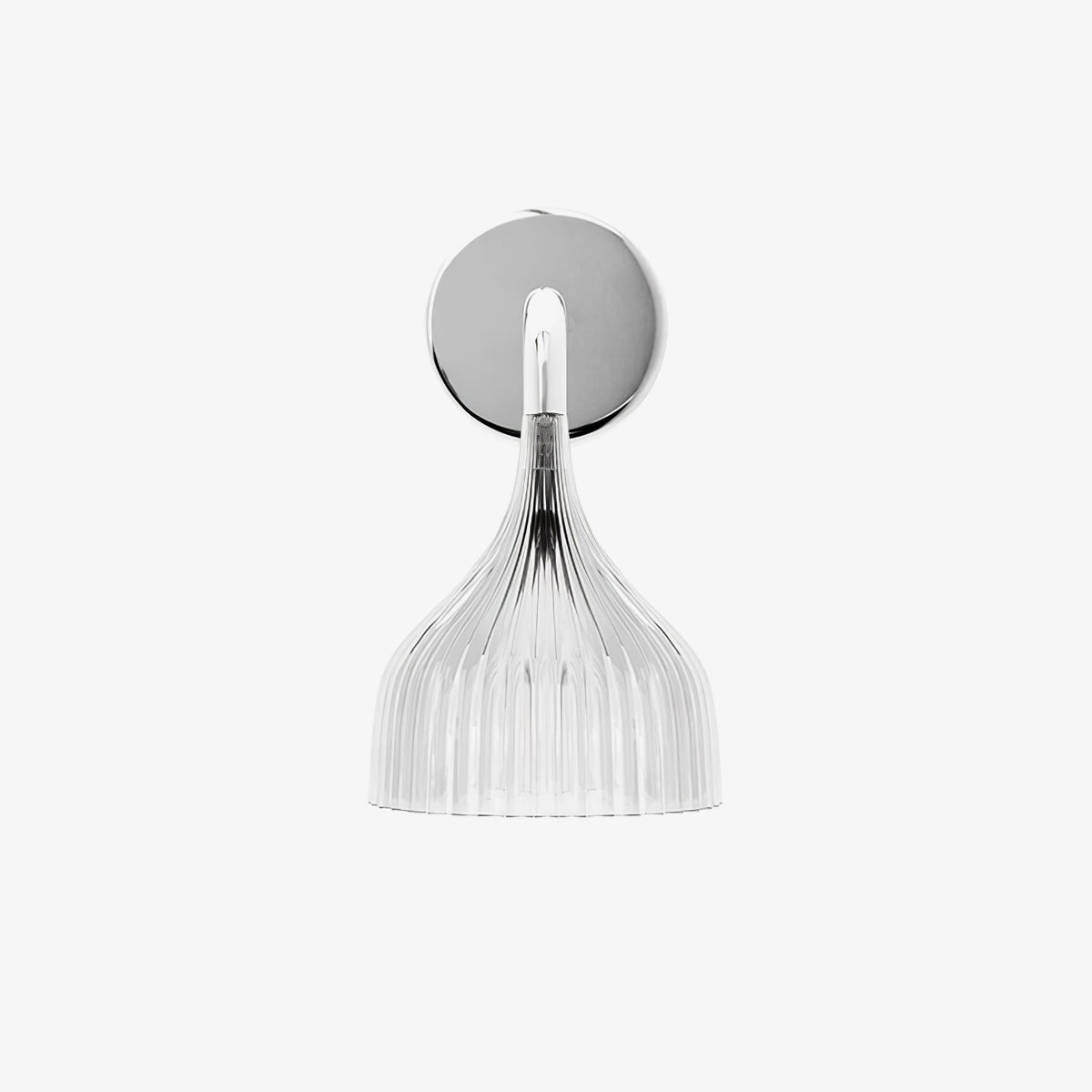 Plastic Ribbed Wall Sconce in metal for Hallway by AUVIELIGHT, ∅ 5.3"xH9.4"/Dia 13.5cmxH24cm / Chrome &Clear