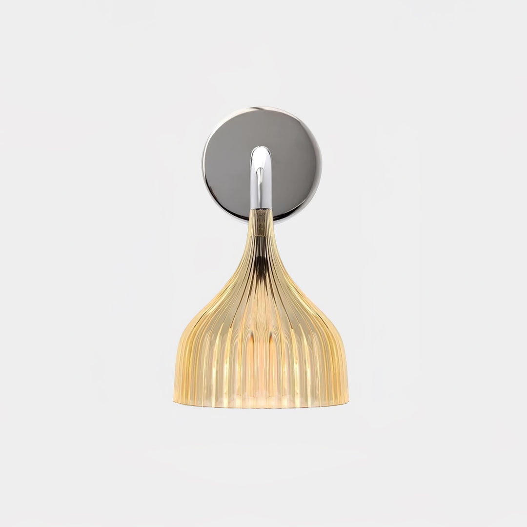Plastic Ribbed Wall Sconce in metal for Hallway by AUVIELIGHT, ∅ 5.3"xH9.4"/Dia 13.5cmxH24cm / Chrome &Amber