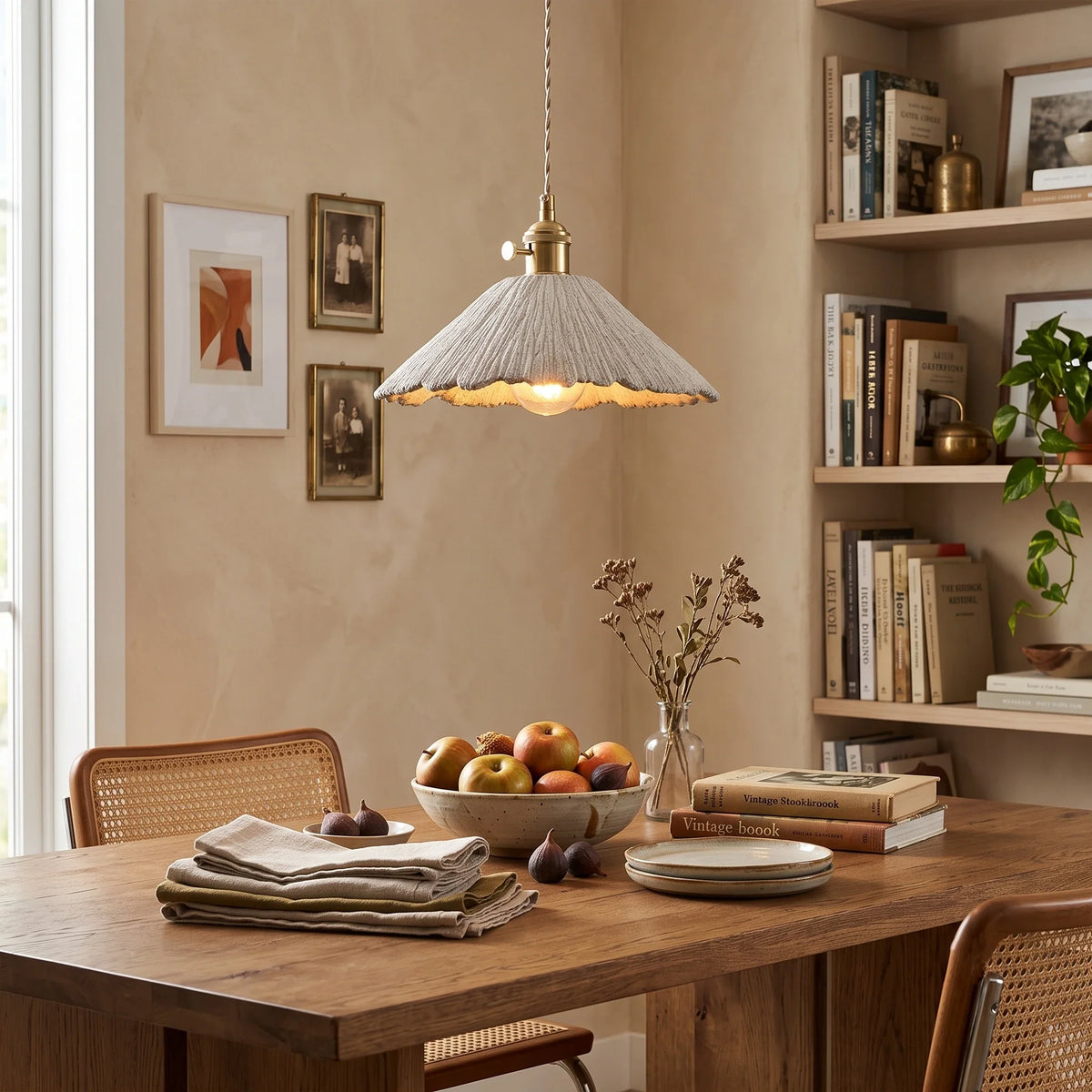 Microcement Wavy Pendant Light for Kitchen Island by AUVIELIGHT