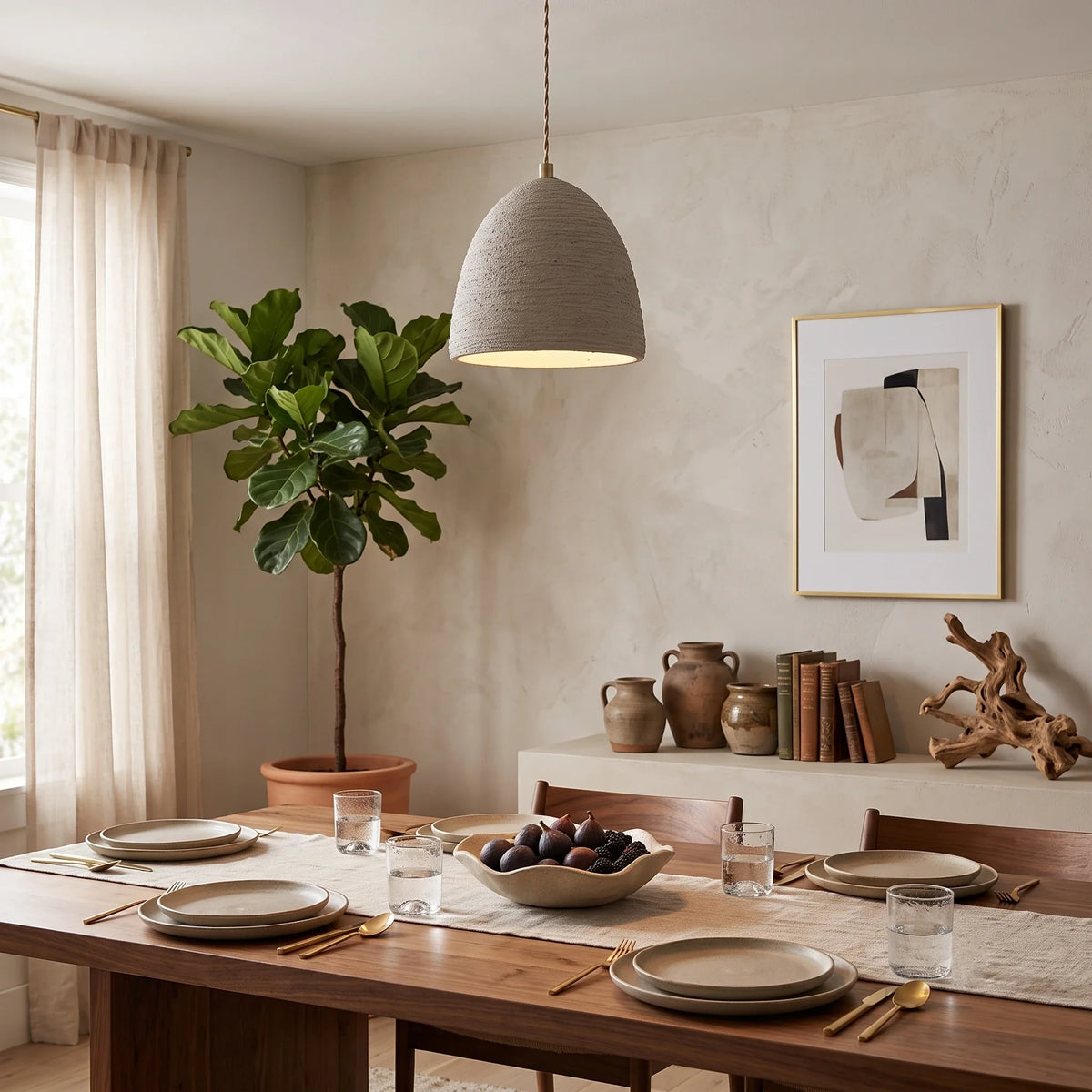Microcement Wavy Pendant Light for Kitchen Island by AUVIELIGHT