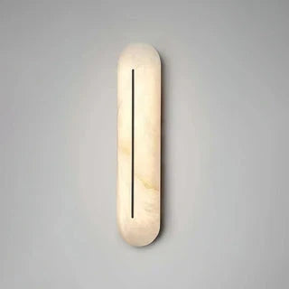 Inlaid Wall Sconce in alabaster for Hallway by AUVIELIGHT, Dia 10cm x H 46cm / ∅ 3.9″ x H 18.1″ / White + Black / Warm Light and 1 other sizes