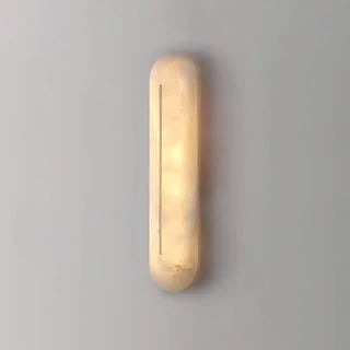 Inlaid Wall Sconce in alabaster for Hallway by AUVIELIGHT, Dia 10cm x H 46cm / ∅ 3.9″ x H 18.1″ / White + Gold / Warm Light and 1 other sizes