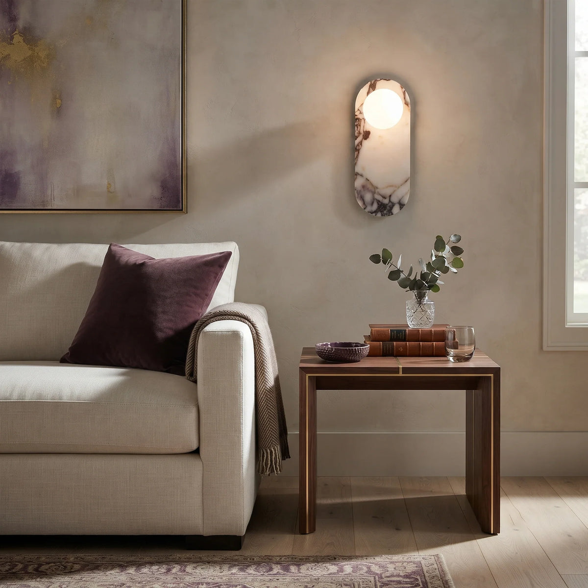 Minimalist Pillar Wall Sconce in marble for Hallway by AUVIELIGHT
