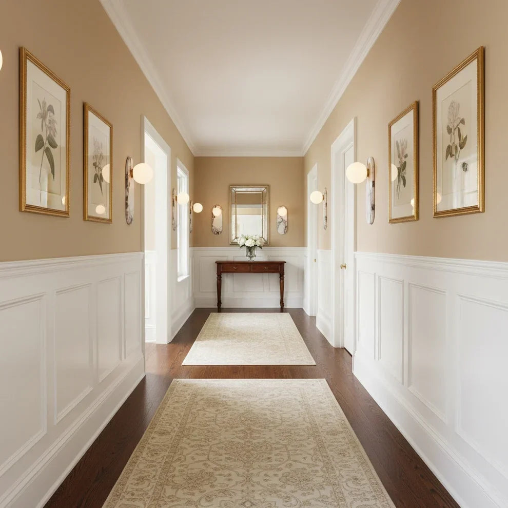Minimalist Pillar Wall Sconce in marble for Hallway by AUVIELIGHT