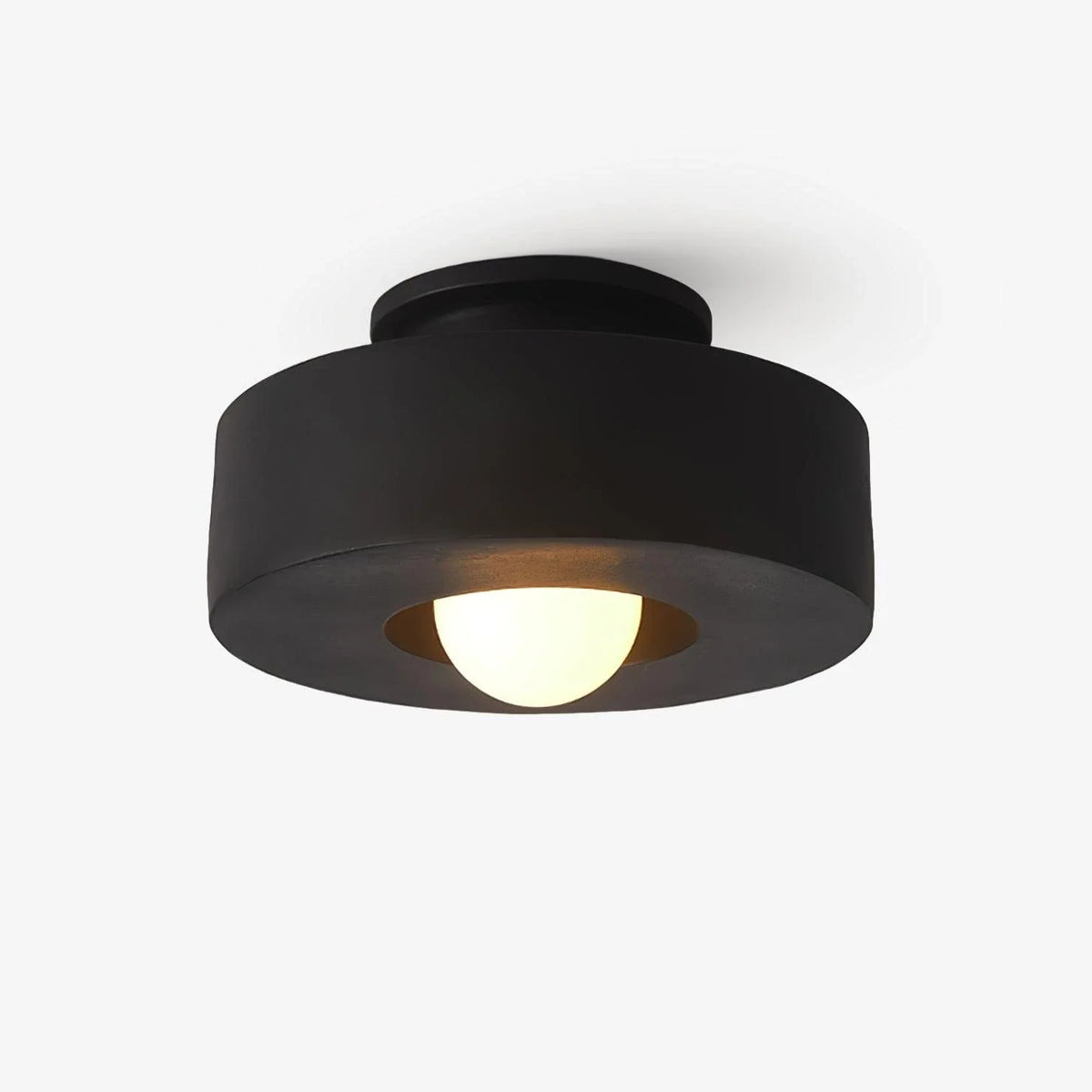 Resin Flush Mount for Low Ceilings by AUVIELIGHT, ∅ 11.8" x H 5.9" /Dia 30cm x H 15cm / Black