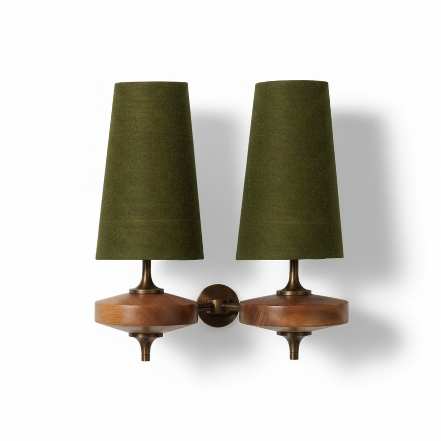 Modera Dual Wall Sconce in walnut for Hallway by AUVIELIGHT