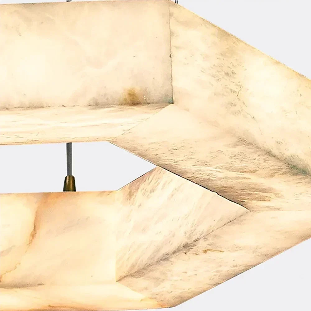 2-Tier Hexagon Chandelier in alabaster for Dining Room by AUVIELIGHT