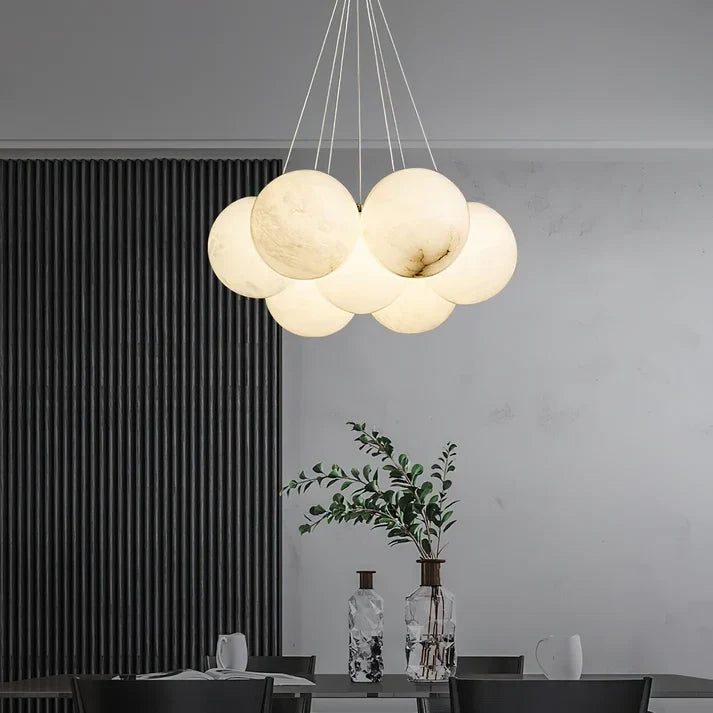 Modern Globe Cluster Chandelier in alabaster for Dining Room by AUVIELIGHT