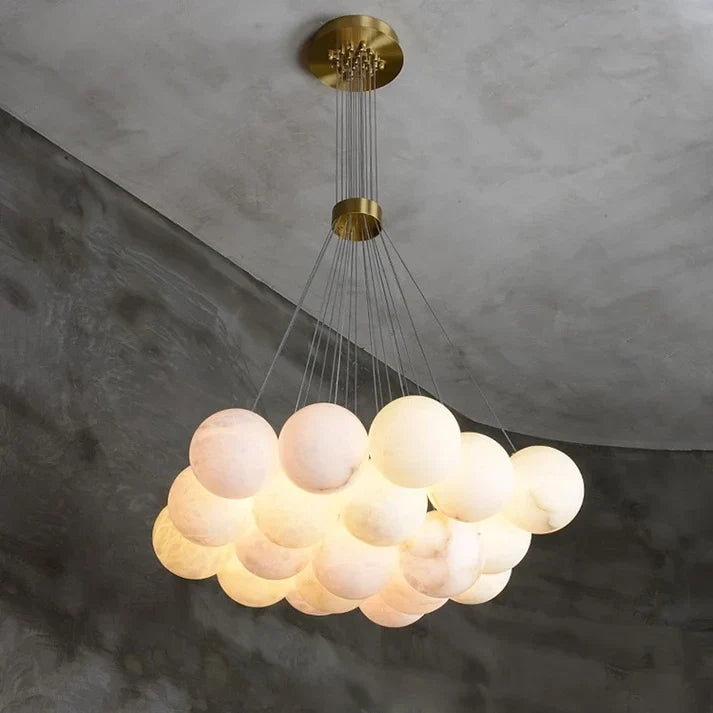 Modern Globe Cluster Chandelier in alabaster for Dining Room by AUVIELIGHT