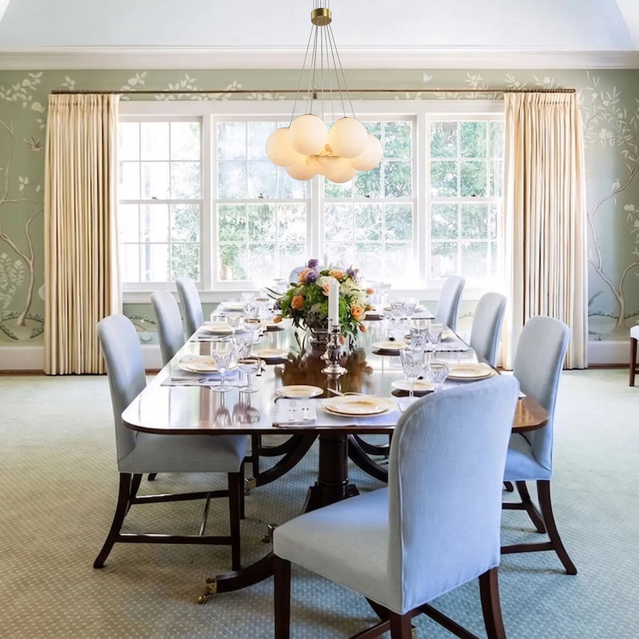 Modern Globe Cluster Chandelier in alabaster for Dining Room by AUVIELIGHT