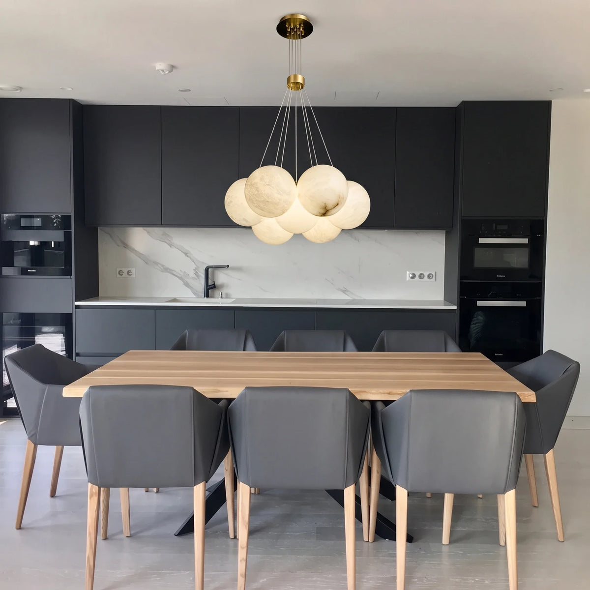 Modern Globe Cluster Chandelier in alabaster for Dining Room by AUVIELIGHT