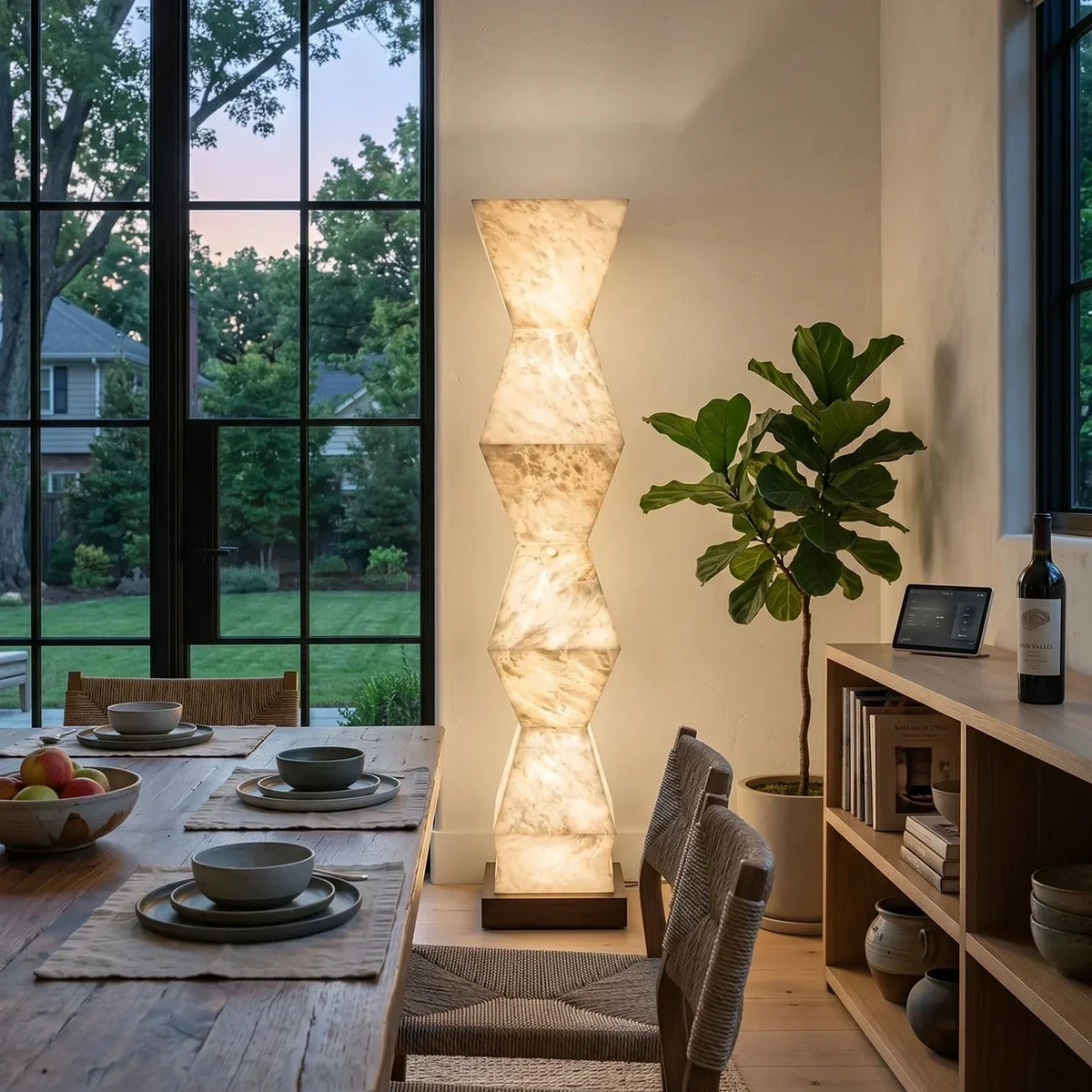 Modern Column Floor Lamp in alabaster for Living Room by AUVIELIGHT