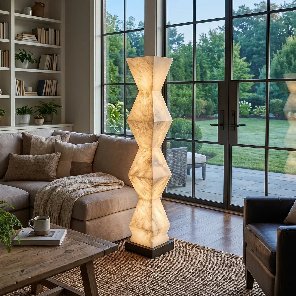Modern Column Floor Lamp in alabaster for Living Room by AUVIELIGHT