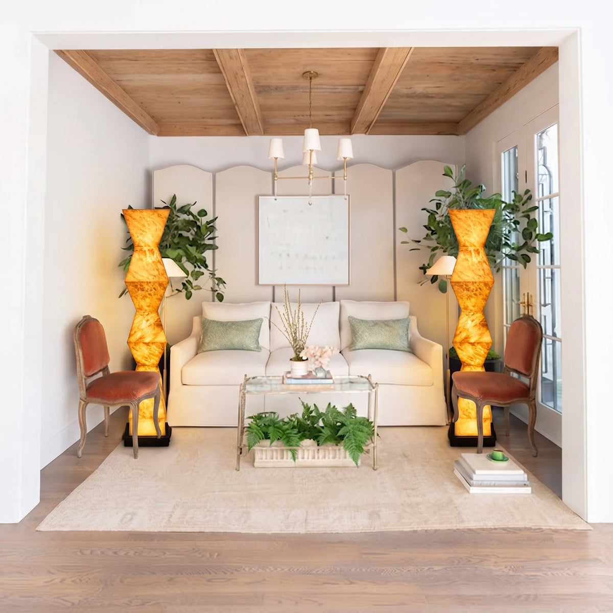 Modern Column Floor Lamp in alabaster for Living Room by AUVIELIGHT