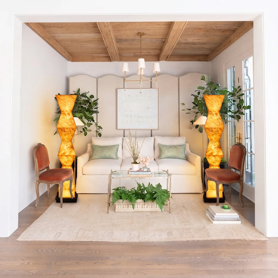 Modern Column Floor Lamp in alabaster for Living Room by AUVIELIGHT