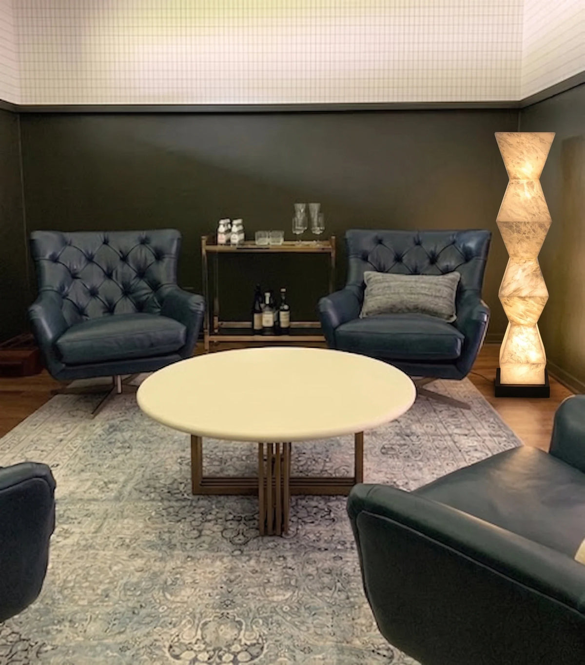 Modern Column Floor Lamp in alabaster for Living Room by AUVIELIGHT