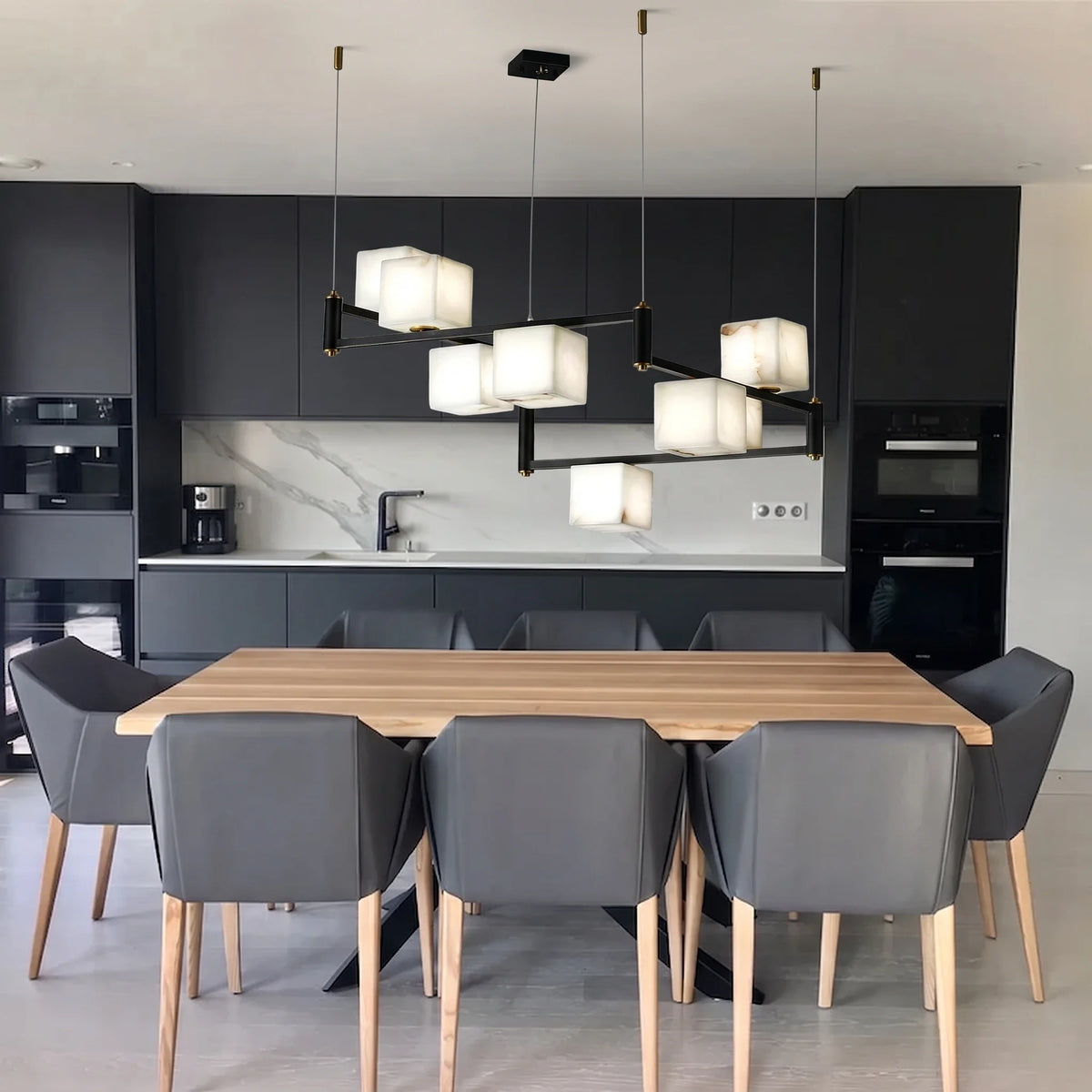 Modern Cube Branch Chandelier in alabaster for Dining Room by AUVIELIGHT