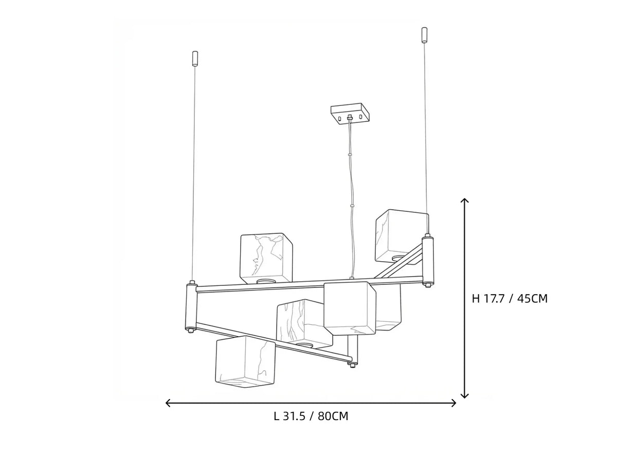 Modern Cube Branch Chandelier in alabaster for Dining Room by AUVIELIGHT