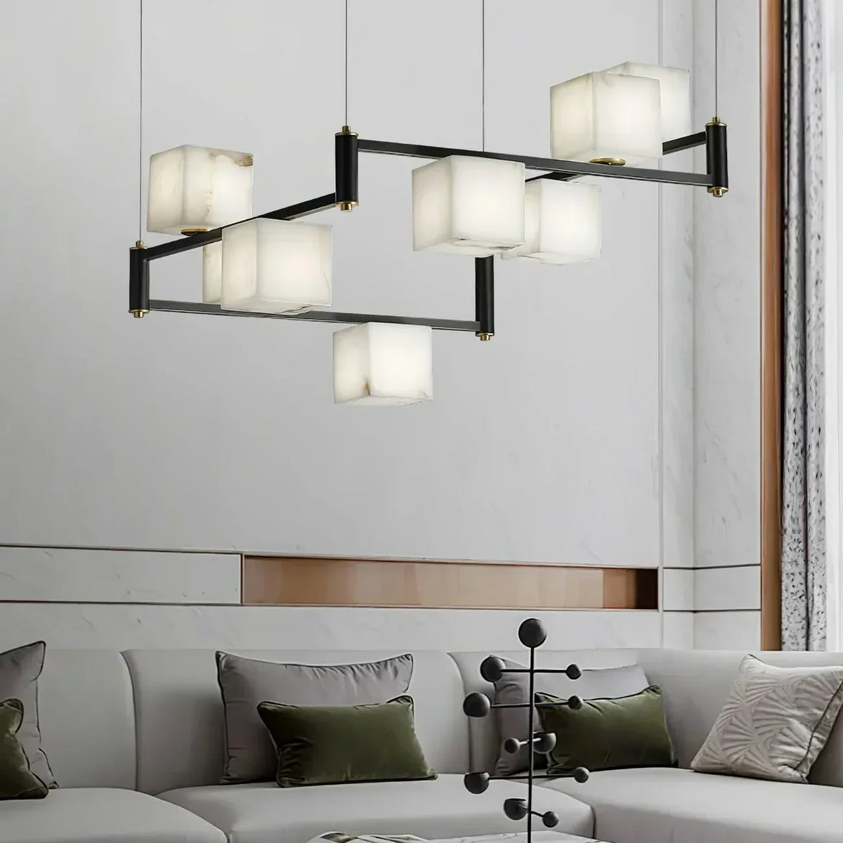 Modern Cube Branch Chandelier in alabaster for Dining Room by AUVIELIGHT