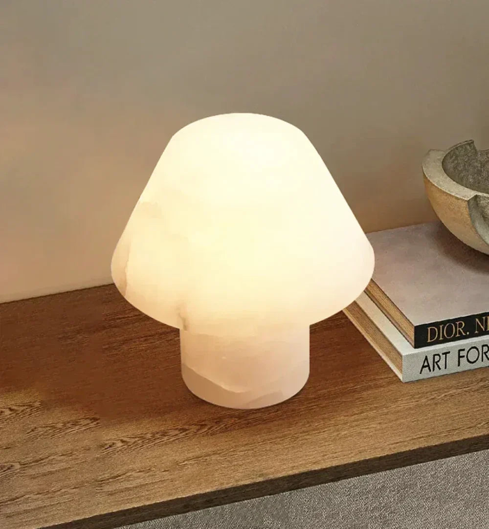 Modern Mushroom Table Lamp in alabaster for Living Room by AUVIELIGHT