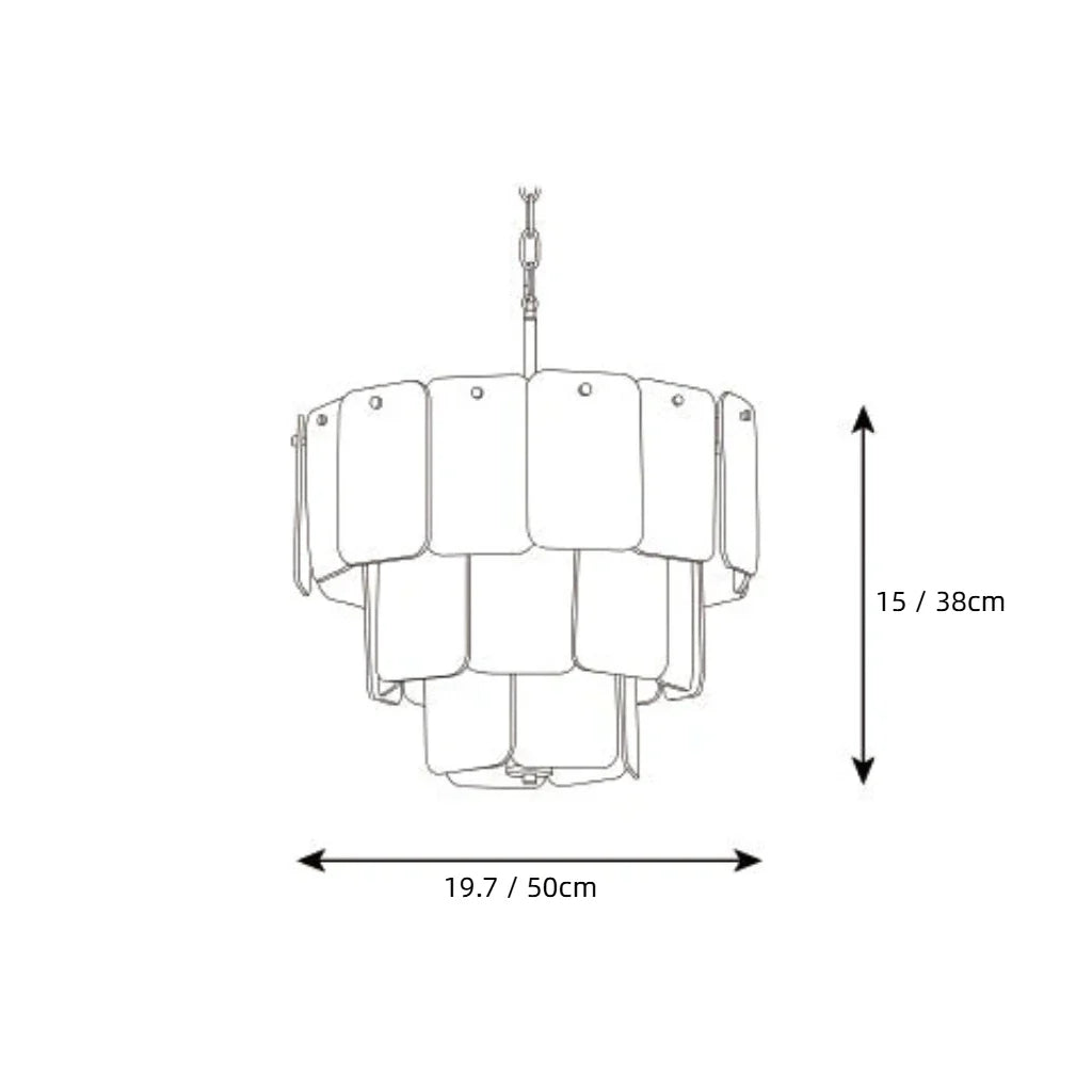 Modern Tiered Chandelier in amber textured glass for Dining Room by AUVIELIGHT
