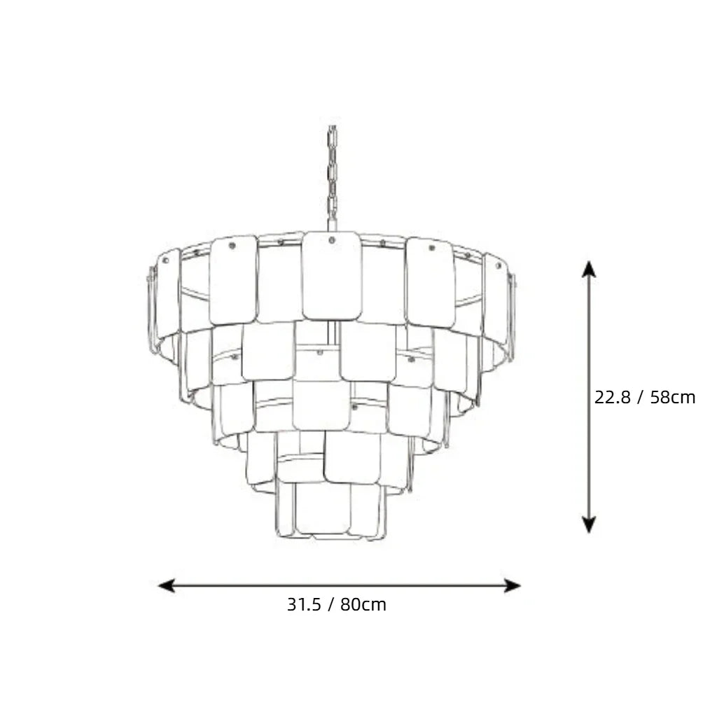 Modern Tiered Chandelier in amber textured glass for Dining Room by AUVIELIGHT