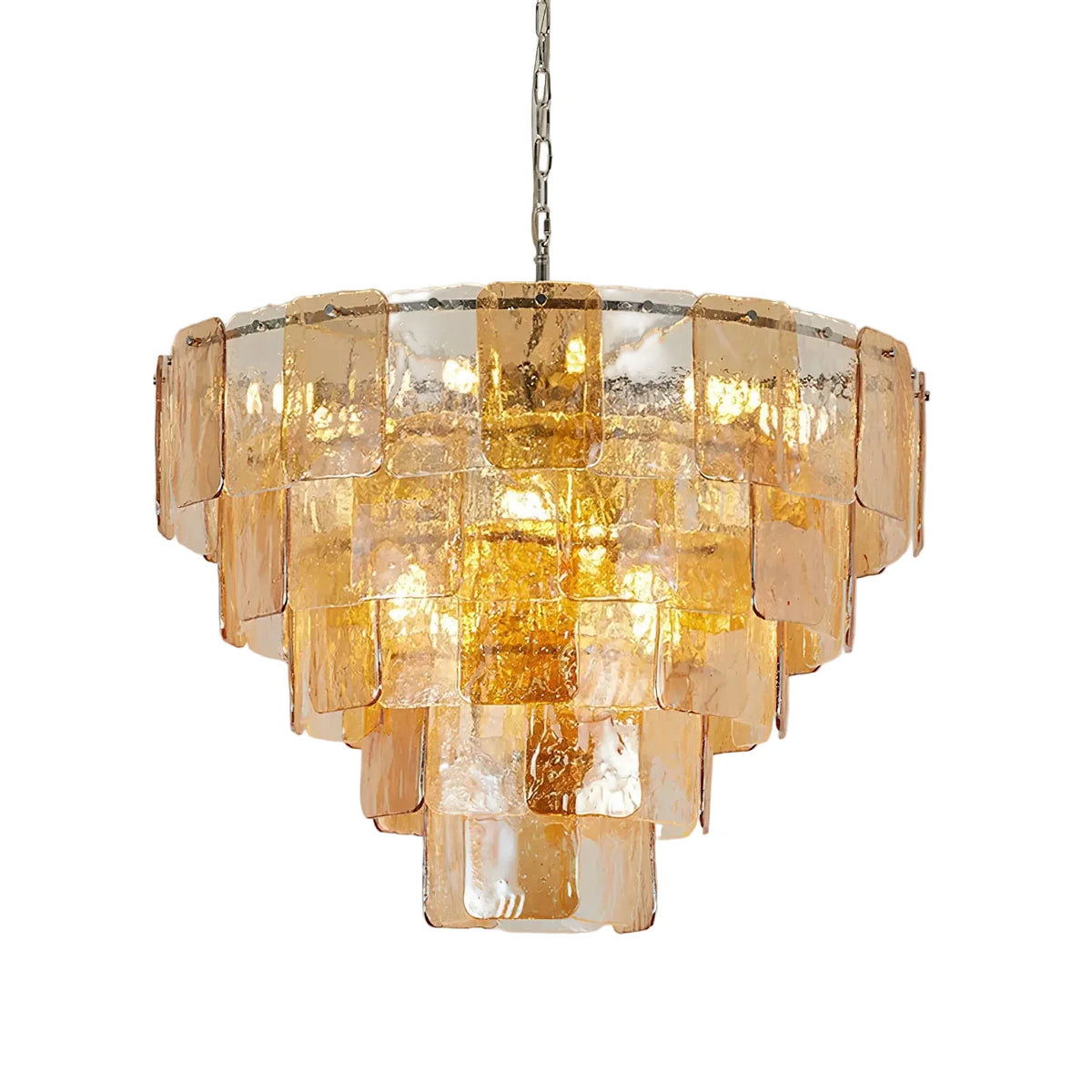 Modern Tiered Chandelier in amber textured glass for Dining Room by AUVIELIGHT