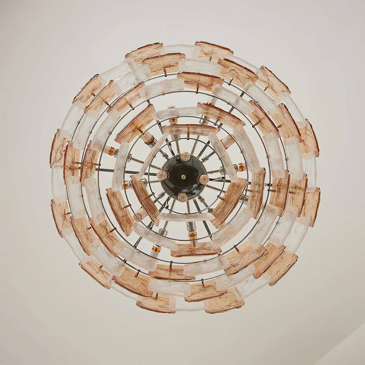 Modern Tiered Chandelier in amber textured glass for Dining Room by AUVIELIGHT