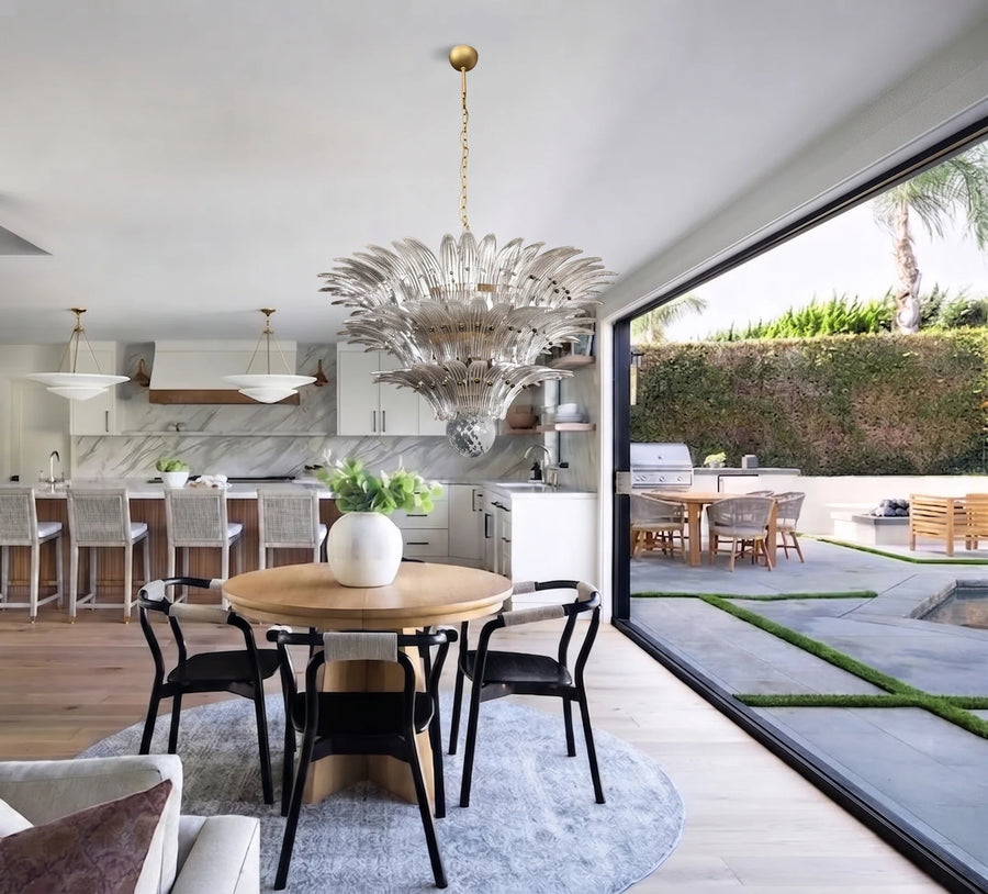 Modern Palm Leaf Chandelier in clear glass for Dining Room by AUVIELIGHT
