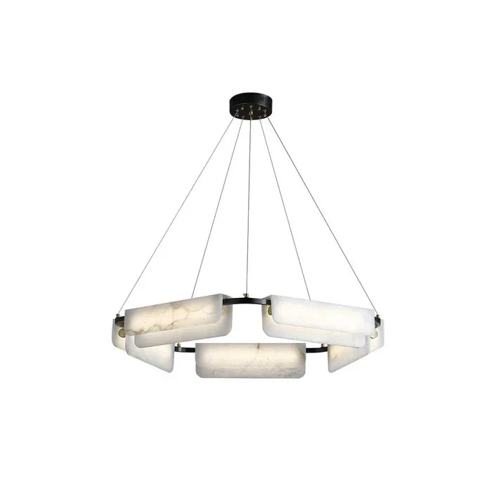 Modern Curved Ring Chandelier in alabaster for Dining Room by AUVIELIGHT