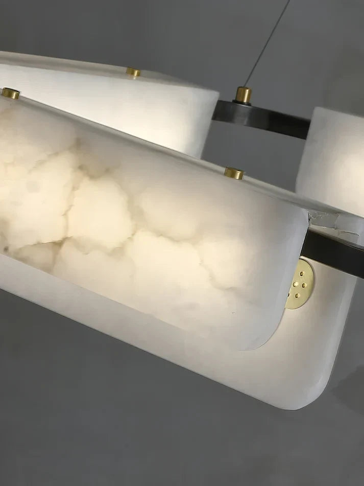 Modern Curved Ring Chandelier in alabaster for Dining Room by AUVIELIGHT