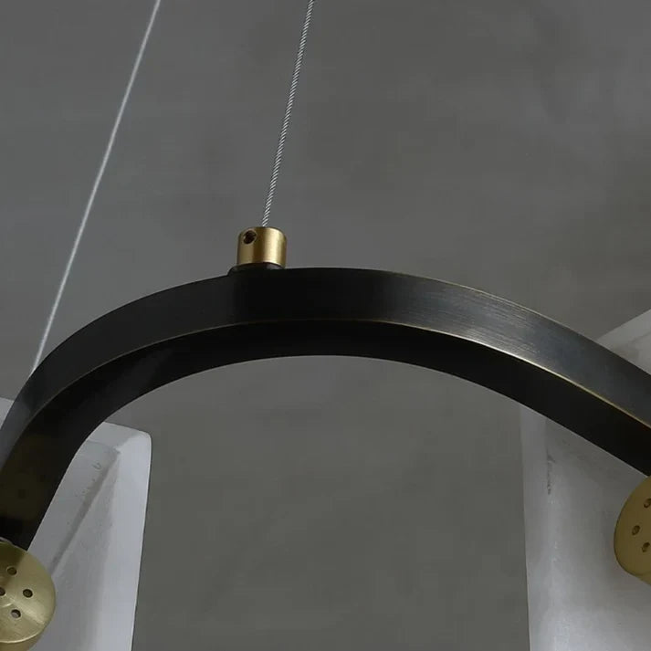 Modern Curved Ring Chandelier in alabaster for Dining Room by AUVIELIGHT