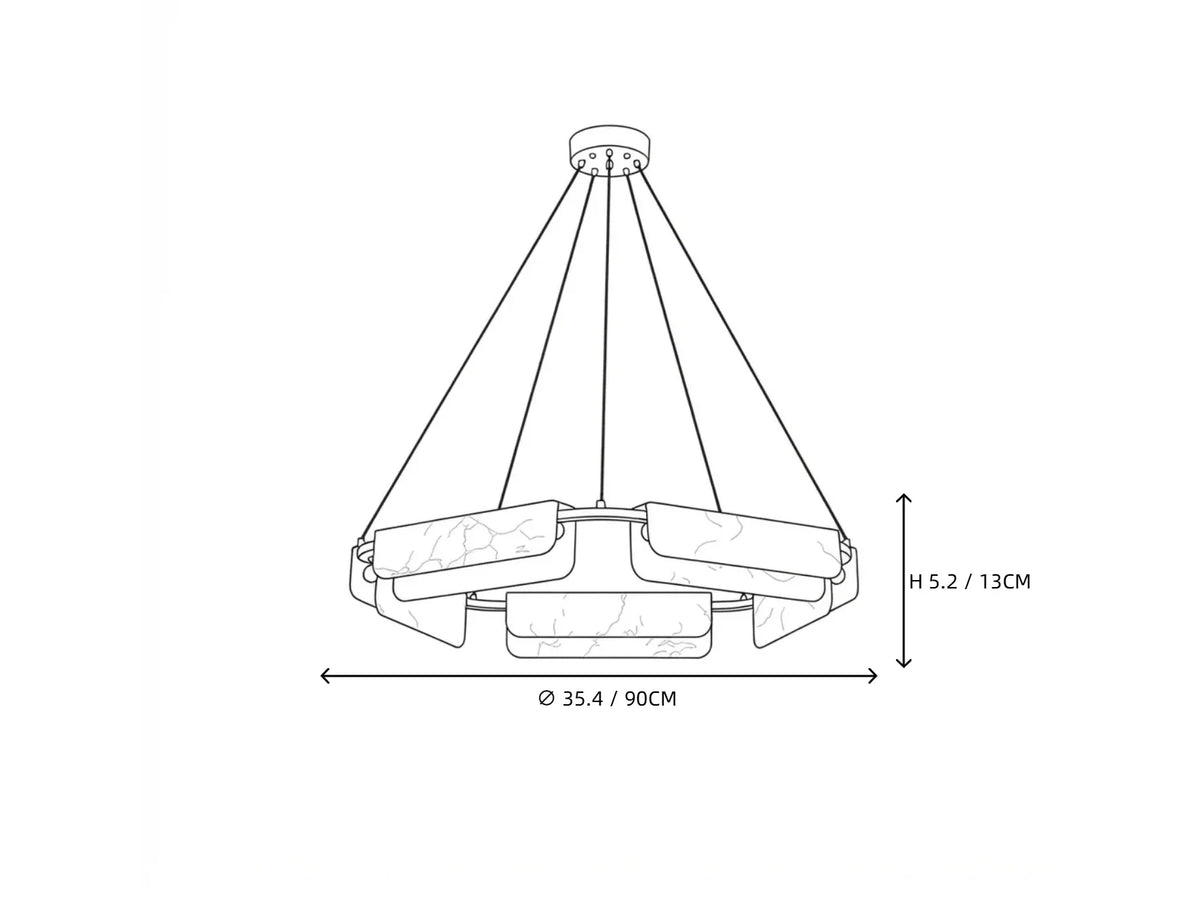 Modern Curved Ring Chandelier in alabaster for Dining Room by AUVIELIGHT