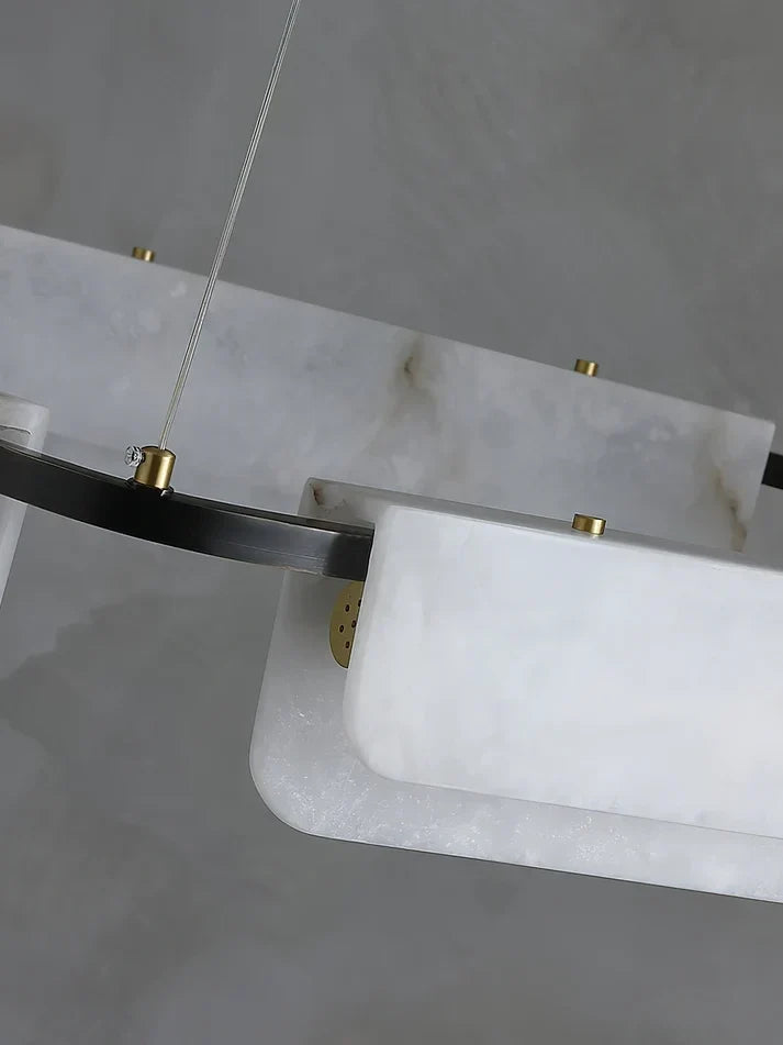 Modern Curved Ring Chandelier in alabaster for Dining Room by AUVIELIGHT