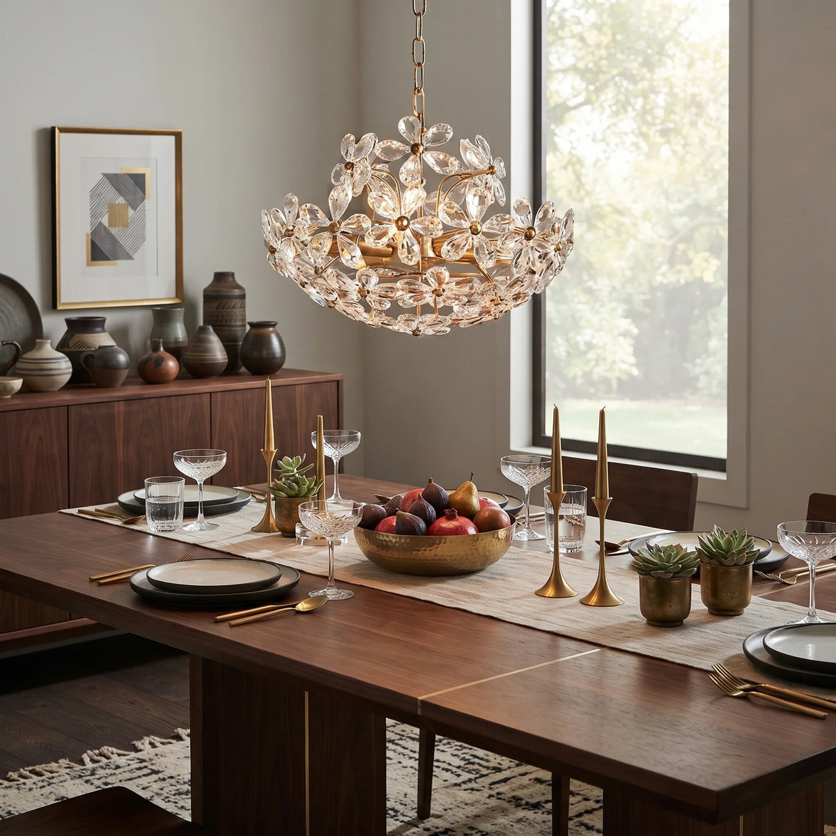 French Flower Basket Chandelier in crystal for Dining Room by AUVIELIGHT