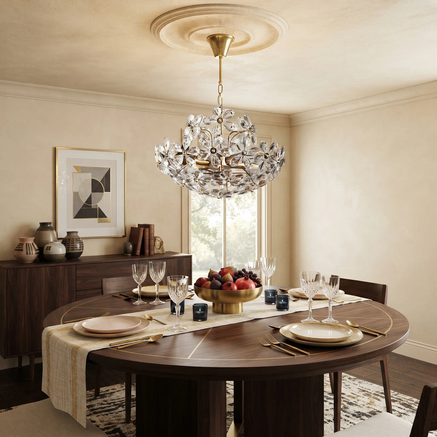 French Flower Basket Chandelier in crystal for Dining Room by AUVIELIGHT