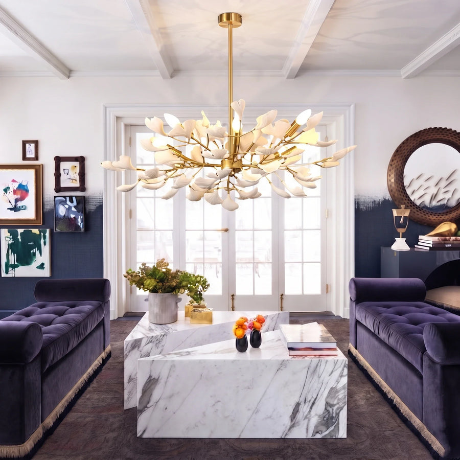 Modern Ginkgo Leaf Chandelier in ceramic for Dining Room by AUVIELIGHT