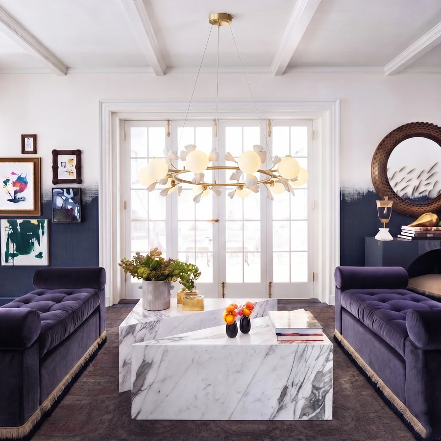 Modern Ginkgo Leaf Chandelier in frosted for Dining Room by AUVIELIGHT